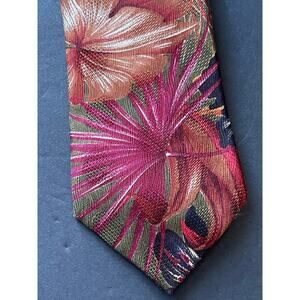 The Cotswold Collection J. S. Blank 100% Silk Hand Made Tie Red Floral 4" Wide